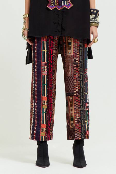 Shop Aseem Kapoor Multi Color Cotton, Silk, Satin Atri Embroidered Placket Shirt With Trouser Online at Aza Fashions Shop_Aseem Kapoor_Multi Color Cotton, Silk, Satin Atri Embroidered Placket Shirt With Trouser _Online_at_Aza_Fashions