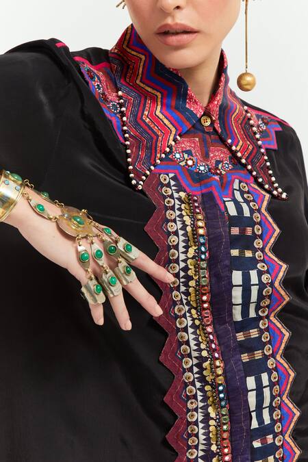 Buy Aseem Kapoor Multi Color Cotton, Silk, Satin Atri Embroidered Placket Shirt With Trouser Buy_Aseem Kapoor_Multi Color Cotton, Silk, Satin Atri Embroidered Placket Shirt With Trouser