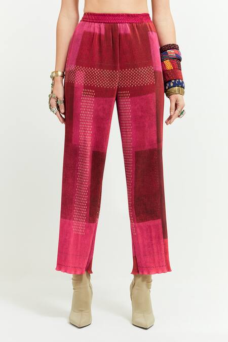 Buy Aseem Kapoor Pink Crepe Embroidery Round Neck Ritu Placket Kaftan With Trouser Buy_Aseem Kapoor_Pink Crepe Embroidery Round Neck Ritu Placket Kaftan With Trouser