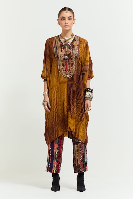 Aseem Kapoor Tribal Embroidered Yoke Tunic With Trouser 