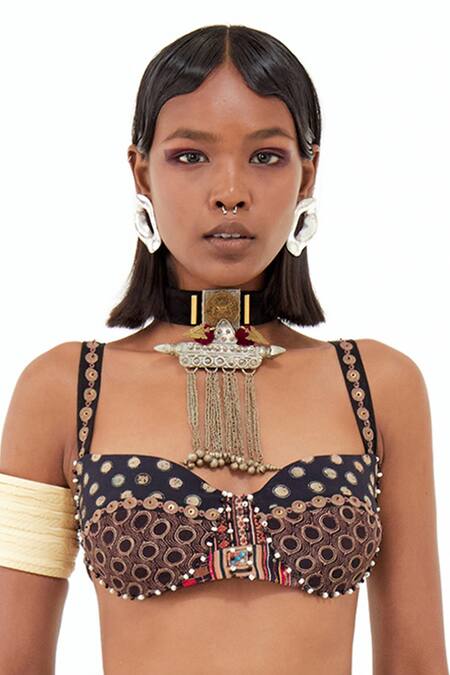 Aseem Kapoor Multi Color Cotton, Silk Embroidery Kama Bohemian Tribe Print And Blouse Online at Aza Fashions Aseem Kapoor_Multi Color Cotton, Silk Embroidery Kama Bohemian Tribe Print And Blouse _Online_at_Aza_Fashions