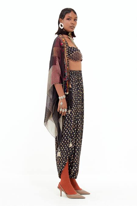 Aseem Kapoor Multi Color Cotton, Silk Embroidery Kama Bohemian Tribe Print And Blouse at Aza Fashions Aseem Kapoor_Multi Color Cotton, Silk Embroidery Kama Bohemian Tribe Print And Blouse _at_Aza_Fashions