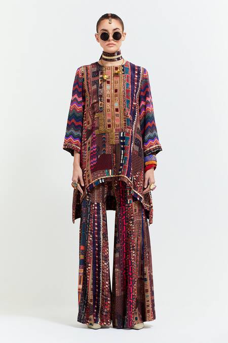 Aseem Kapoor Multi Color Silk Beads, Lace Patti Bandhej Print Embellished Dupatta Online at Aza Fashions Aseem Kapoor_Multi Color Silk Beads, Lace Patti Bandhej Print Embellished Dupatta _Online_at_Aza_Fashions