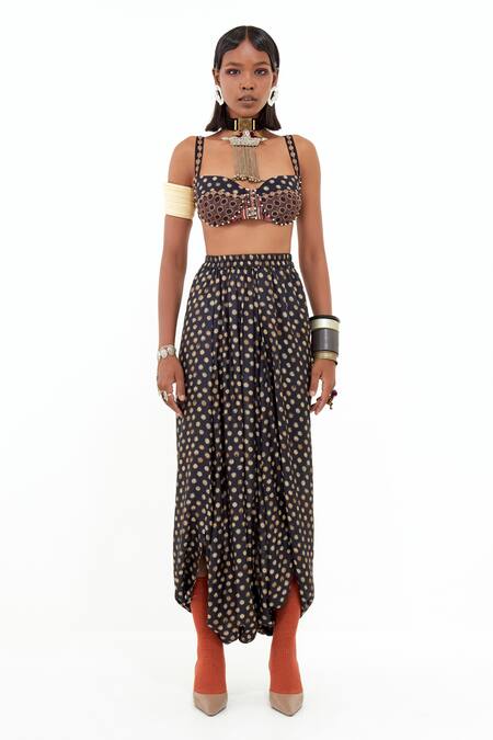 Aseem Kapoor Multi Color Cotton, Silk, Gami Boho Print Sheer Envelope Jacket Draped Skirt Set Online at Aza Fashions Aseem Kapoor_Multi Color Cotton, Silk, Gami Boho Print Sheer Envelope Jacket Draped Skirt Set _Online_at_Aza_Fashions