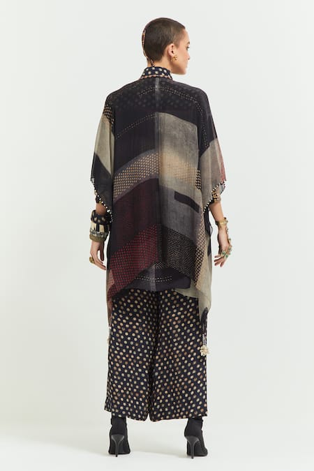 Shop Aseem Kapoor Multi Color Silk, Crepe Veni Bandhej Print Embellished Jacket Trouser Set at Aza Fashions Shop_Aseem Kapoor_Multi Color Silk, Crepe Veni Bandhej Print Embellished Jacket Trouser Set _at_Aza_Fashions