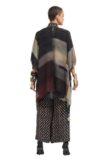 Buy Aseem Kapoor Multi Color Silk, Crepe Veni Bandhej Print Embellished Jacket Trouser Set Buy_Aseem Kapoor_Multi Color Silk, Crepe Veni Bandhej Print Embellished Jacket Trouser Set