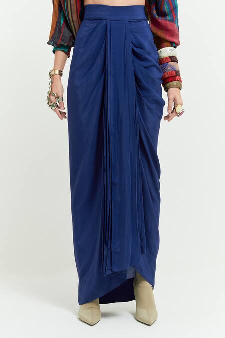 Shop Aseem Kapoor Multi Color Silk, Kuru Sequin Paisley Yoke Trapeze Kurta With Draped Skirt Online at Aza Fashions Shop_Aseem Kapoor_Multi Color Silk, Kuru Sequin Paisley Yoke Trapeze Kurta With Draped Skirt _Online_at_Aza_Fashions