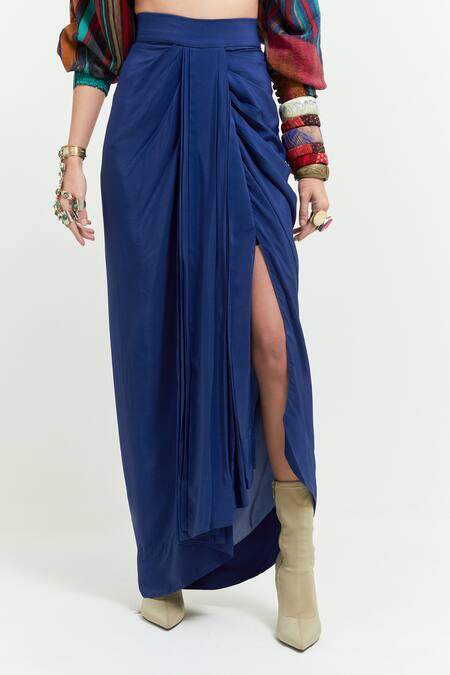 Aseem Kapoor Multi Color Silk, Kuru Sequin Paisley Yoke Trapeze Kurta With Draped Skirt at Aza Fashions Aseem Kapoor_Multi Color Silk, Kuru Sequin Paisley Yoke Trapeze Kurta With Draped Skirt _at_Aza_Fashions