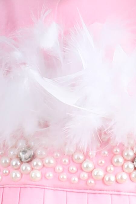 Buy_The Little Celebs_Pink Silk, Crepe Beads, Stones Hand Embroidered Crop Top And Palazzo Set _Online_at_Aza_Fashions