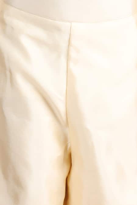 Shop_The Little Celebs_Beige Silk, Crepe Beads, Stones Embroidered Crop Top And Palazzo Set _Online_at_Aza_Fashions