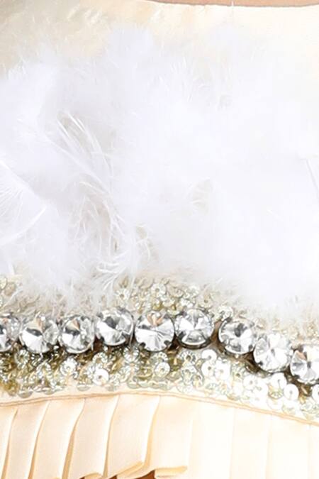 Buy_The Little Celebs_Beige Silk, Crepe Beads, Stones Embroidered Crop Top And Palazzo Set 