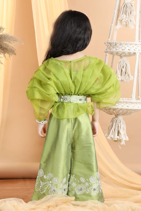 The Little Celebs Floral Embroidered Top & Pant Set 