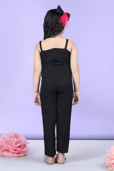 Shop_The Little Celebs_Black Crepe Fabric Flowers Embellished Sleeveless Jumpsuit _at_Aza_Fashions