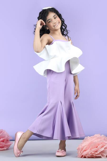 Shop_The Little Celebs_Purple Crepe Sleeveless Flared Jumpsuit _Online_at_Aza_Fashions