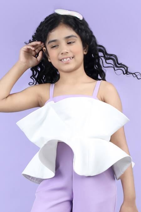 Buy The Little Celebs Purple Crepe Sleeveless Flared Jumpsuit Buy_The Little Celebs_Purple Crepe Sleeveless Flared Jumpsuit