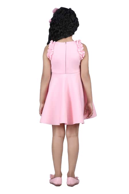 Shop_The Little Celebs_Pink Cotton Embroidery Patchwork Dress 