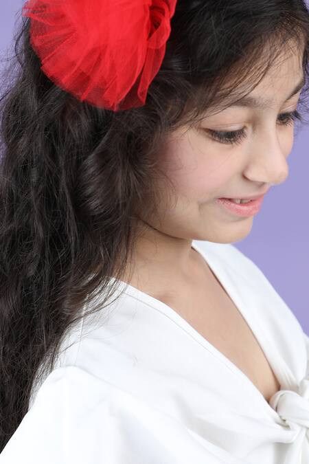 Shop_The Little Celebs_White Crepe Solid Top And Shorts Set 