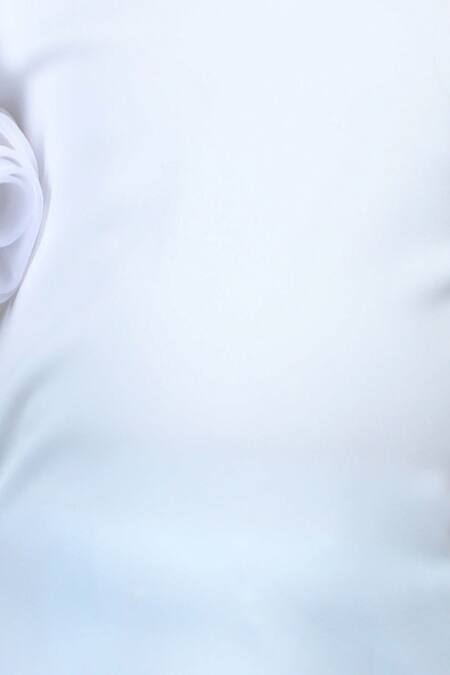 The Little Celebs_White Crepe Embellished Round Neck Straight Dress _Online_at_Aza_Fashions