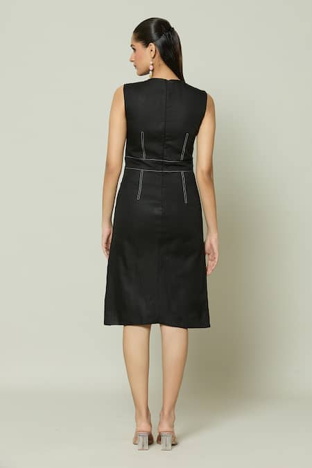 Naintara Bajaj Midnight Armour Front Slit Midi Dress 