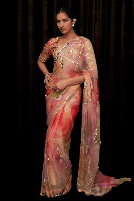 Mahima Mahajan Multi Color Kashmala And Embroidered Pre-draped Saree With Blouse 