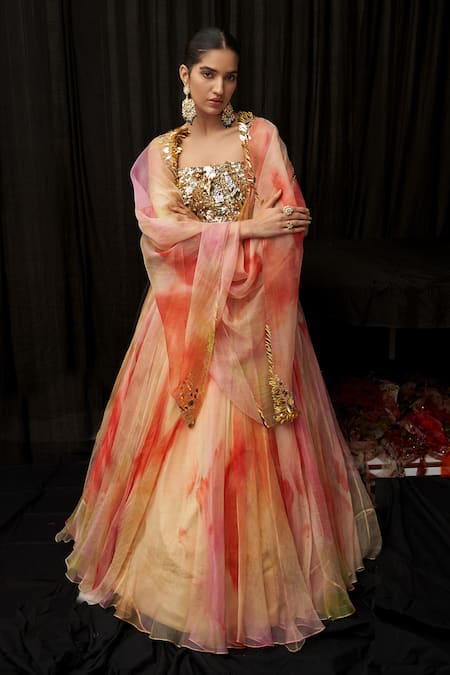 Mahima Mahajan_Multi Color Organza Sequins Akina Printed And Embroidered Anarkali With Dupatta _Online_at_Aza_Fashions