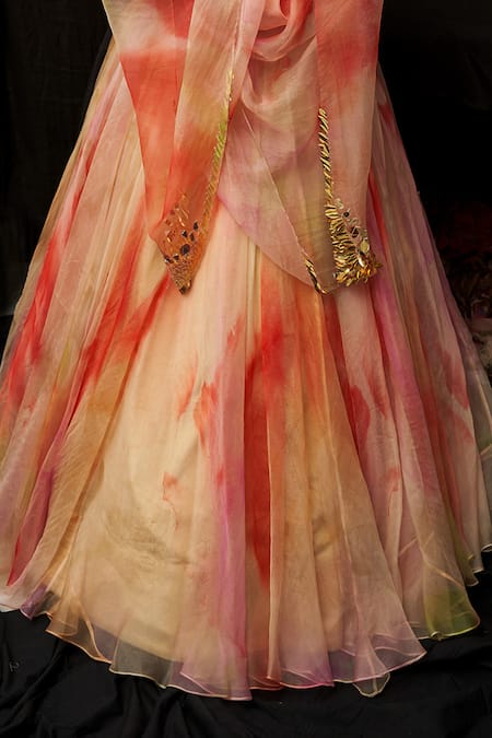 Shop_Mahima Mahajan_Multi Color Organza Sequins Akina Printed And Embroidered Anarkali With Dupatta _Online_at_Aza_Fashions