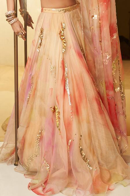 Mahima Mahajan_Multi Color Organza Sequins Sweetheart Aria Printed And Embroidered Lehenga Set _at_Aza_Fashions