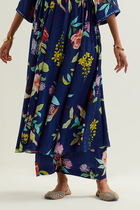 Buy Label Earthen Blue Viscose, Crepe, Silk Mirrors, Irena Botanica Pattern Anarkali With Pant Online at Aza Fashions Buy_Label Earthen_Blue Viscose, Crepe, Silk Mirrors, Irena Botanica Pattern Anarkali With Pant _Online_at_Aza_Fashions