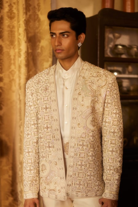 Eeksha Geometric Embroidered Jacket Pant Set 