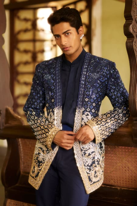 Eeksha Floral Dabka Embroidered Jacket Pant Set 