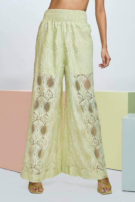 Buy Nirmooha Green Lace Lace, Sequins Bandeau Neck Embroidered Blouse And Pant Set Online at Aza Fashions Buy_Nirmooha_Green Lace Lace, Sequins Bandeau Neck Embroidered Blouse And Pant Set _Online_at_Aza_Fashions