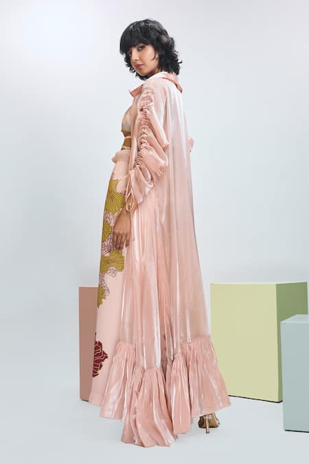 Nirmooha Tie-Up Jacket With Printed Pant Set 