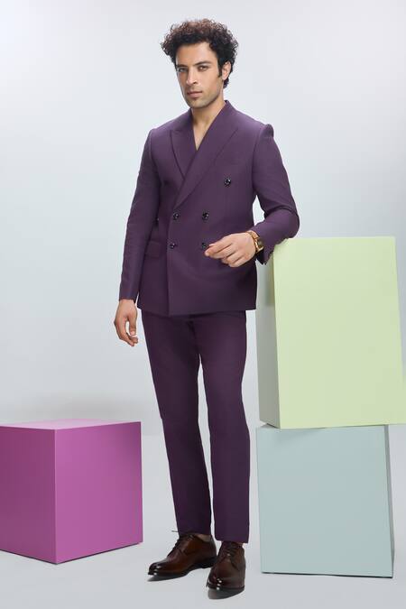 Nirmooha Purple Linen Solid Straight Pant 