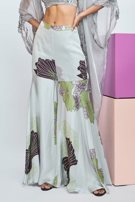 Shop Nirmooha Grey Modal, Organza Sequins, Beads Open Neck, Hand Embroidered Jacket Pant Set Online at Aza Fashions Shop_Nirmooha_Grey Modal, Organza Sequins, Beads Open Neck, Hand Embroidered Jacket Pant Set _Online_at_Aza_Fashions