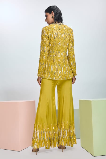 Nirmooha Sequins Embroidered Jacket Tunic With Pant 