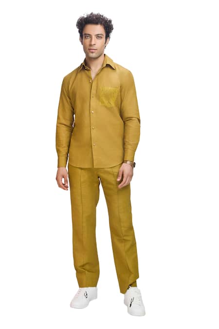 Buy Nirmooha Yellow Linen Savannah Pant Online at Aza Fashions Buy_Nirmooha_Yellow Linen Savannah Pant _Online_at_Aza_Fashions