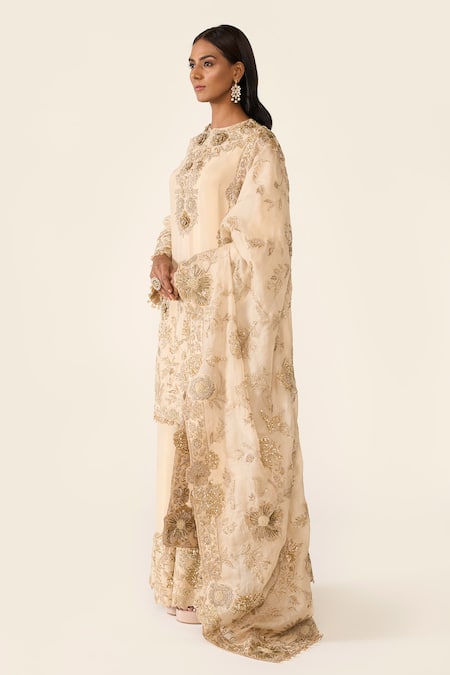 Varun Bahl Gold Organza, Lurex Embroidery, Stones, Sequins Dori And Dabka Kurta Trouser Set at Aza Fashions Varun Bahl_Gold Organza, Lurex Embroidery, Stones, Sequins Dori And Dabka Kurta Trouser Set _at_Aza_Fashions