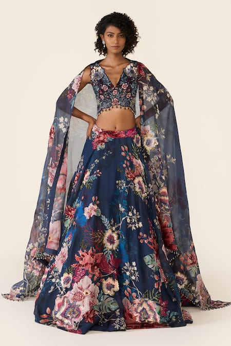 Varun Bahl Sequin & Bead Embroidered Printed Lehenga Set 