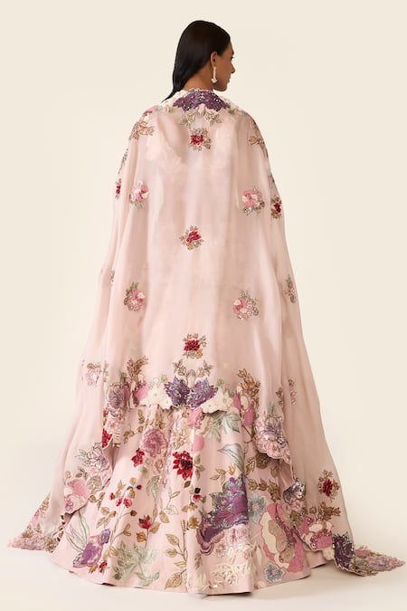 Varun Bahl Floral Cutwork Embroidered Lehenga Set 