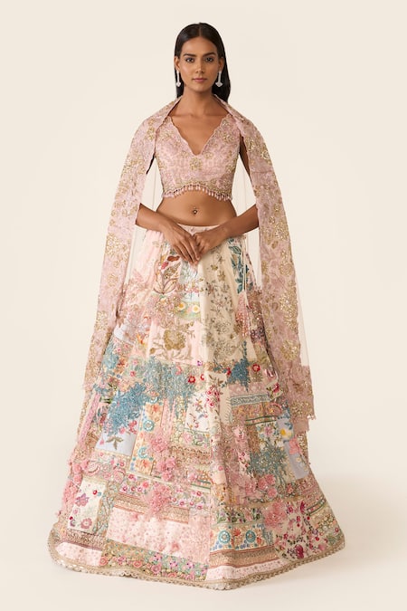 Varun Bahl Linear Patchwork Lehenga Set 