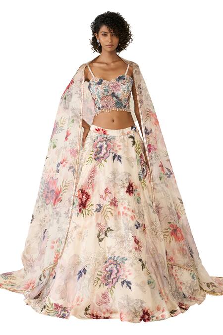 Varun Bahl Ivory Organza, Net Sequins, Embroidery Sweetheart Floral And Cutdana Lehenga Set Online at Aza Fashions Varun Bahl_Ivory Organza, Net Sequins, Embroidery Sweetheart Floral And Cutdana Lehenga Set _Online_at_Aza_Fashions