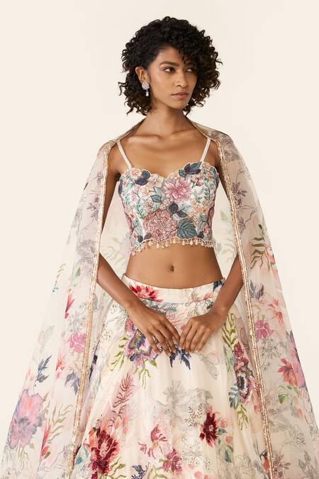 Buy Varun Bahl Ivory Organza, Net Sequins, Embroidery Sweetheart Floral And Cutdana Lehenga Set Online at Aza Fashions Buy_Varun Bahl_Ivory Organza, Net Sequins, Embroidery Sweetheart Floral And Cutdana Lehenga Set _Online_at_Aza_Fashions
