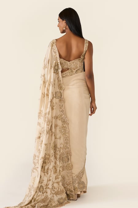 Varun Bahl Floral Embroidered Saree With Blouse 