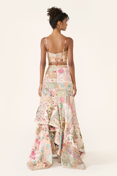 Varun Bahl Patchwork Embroidered Asymmetric Skirt Set 