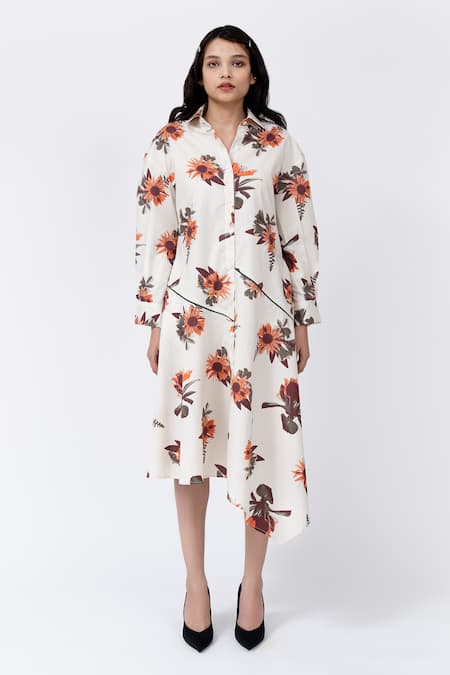 Leh Studios Bouquet Print Slide Shirt Dress 