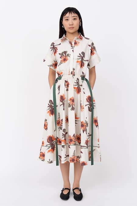 Leh Studios Bouquet Print Midi Tong Dress 