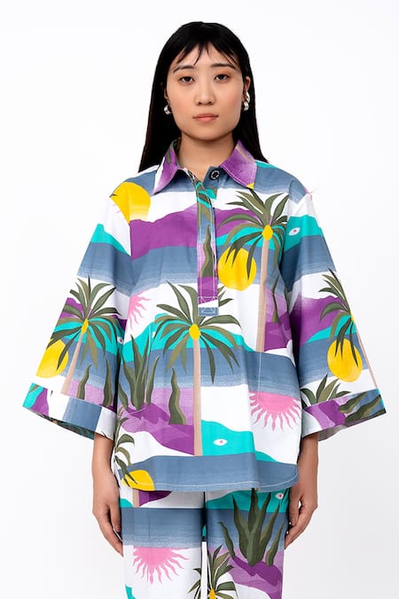 Leh Studios Island Print Tunic Shirt 