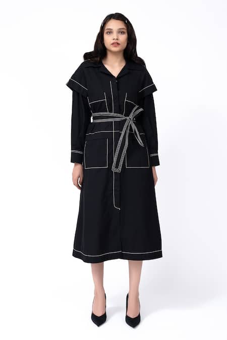 Buy Leh Studios Black Cotton Collared Metro Solid Jacket Dress Online at Aza Fashions Buy_Leh Studios_Black Cotton Collared Metro Solid Jacket Dress _Online_at_Aza_Fashions