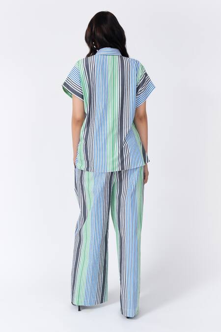 Leh Studios Multi Color Cotton Striped Print Straight Trouser Online at Aza Fashions Leh Studios_Multi Color Cotton Striped Print Straight Trouser _Online_at_Aza_Fashions