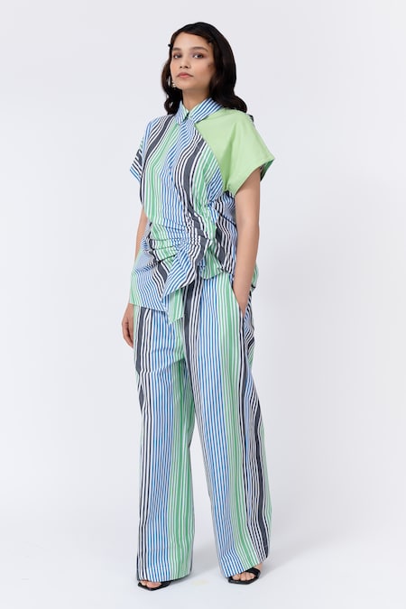 Buy Leh Studios Multi Color Cotton Collared Striped Top Online at Aza Fashions Buy_Leh Studios_Multi Color Cotton Collared Striped Top _Online_at_Aza_Fashions